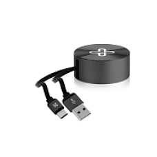 Klip Xtreme - USB-C cable - 24 pin USB-C - 4 pin USB Type A - 1 m - Black - Retractable