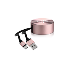 Klip Xtreme - USB-C cable - 24 pin USB-C - 4 pin USB Type A - 1 m - Rose gold - retractable