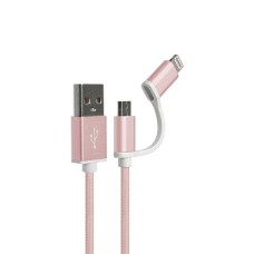 Klip Xtreme - USB cable - Apple Lightning / Micro-USB Type B - 4 pin USB Type A - 1 m - Rose gold - 2in1 Braided