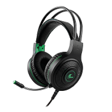Xtech XTH-560 Insolense Wired Gaming Headset - Color: Black with green accents -Connection type: 3.5mm (TRRS) Includes a 3.5mm female splitter adapter to dual 3.5mm plugs (TRS) - Buttons: Volume control on left earcup - Cable length: 7.2ft